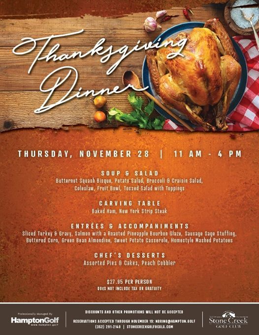 Thanksgiving Dinner at Stone Creek Golf Club, Ocala