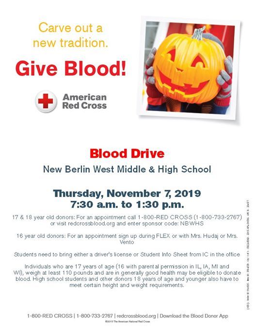 Red Cross Blood Drive At New Berlin West Middle High School