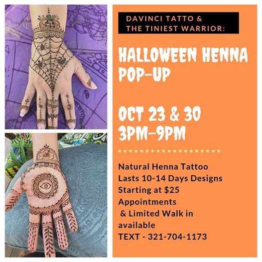 Halloween Henna Pop Up Davinci Tattoo And Body Piercing Merritt Island 30 October
