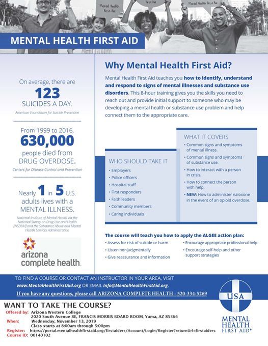 Mental Health First Aid Course At Western Arizona Council Of