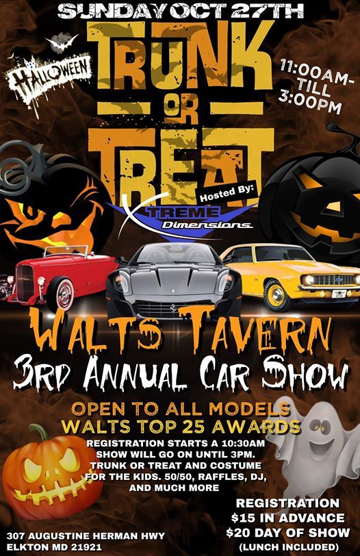 Walts Tavern Trunk or Treat Car Show, Walts Tavern, Elkton, October 27