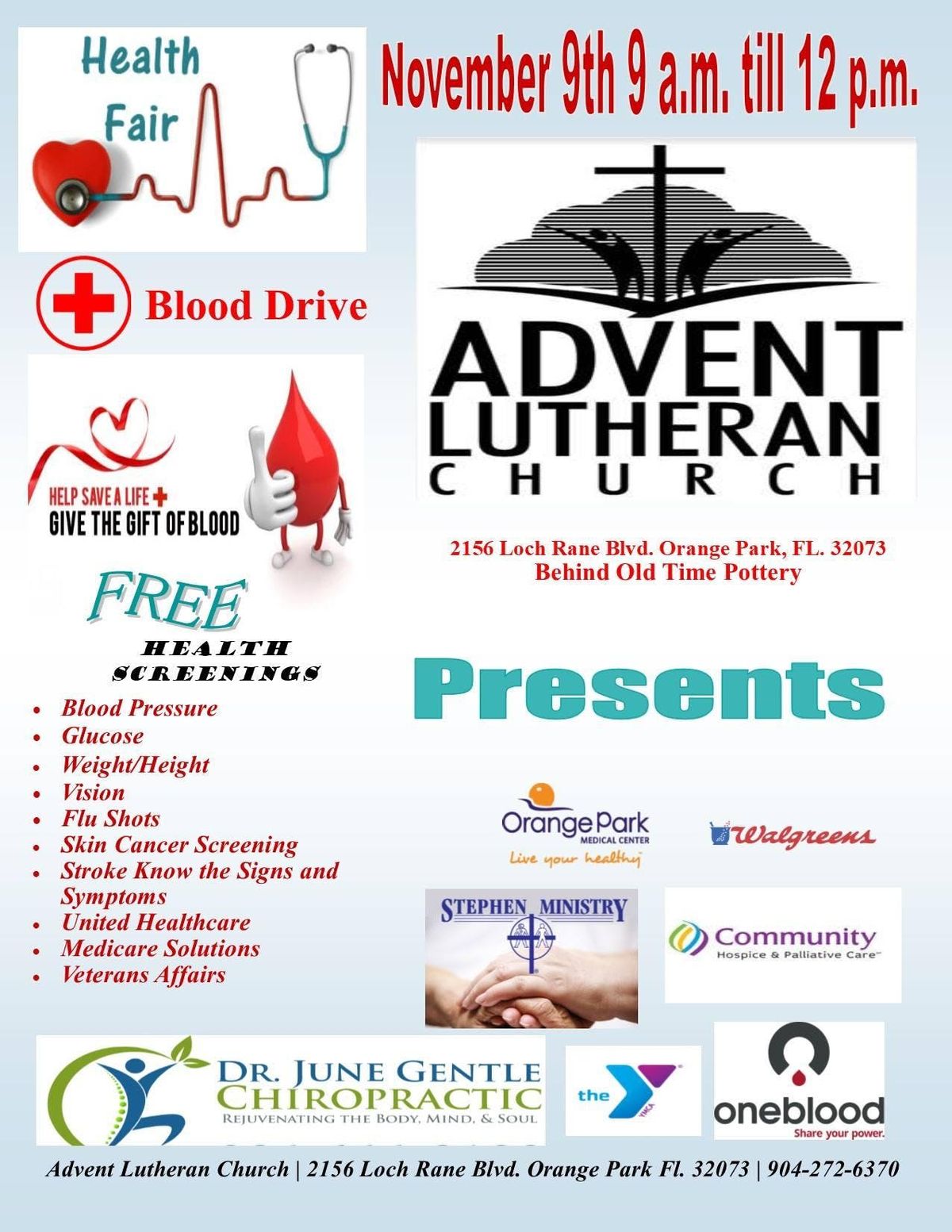 Free Health And Wellness Fair At Advent Lutheran Church Orange Park