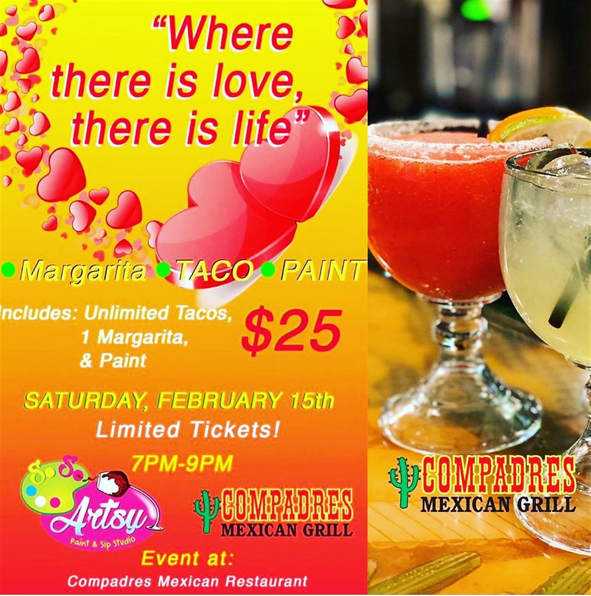 Margarita, Tacos, & Paint Night, Compadres Mexican Grill, Northfield