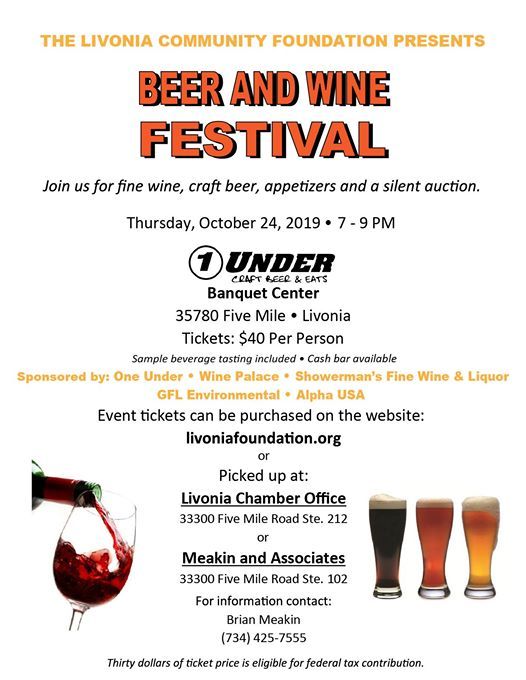 Livonia Beer and Wine Festival, One Under Craft Beer & Eats, Livonia