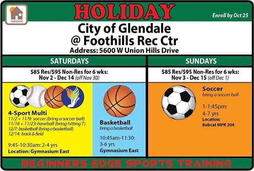 BEST Glendale Holiday 2019 Classes, Foothills Recreation & Aquatics