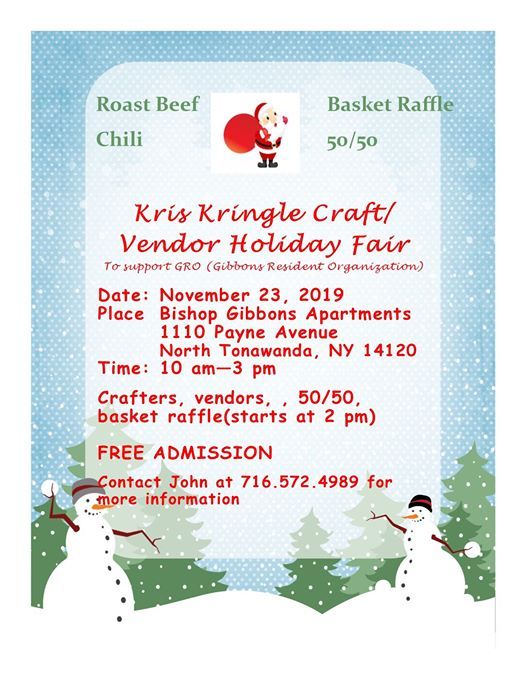 Kris Kringle Craft Vendor Holiday Fair Bishop Gibbons Apartments North Tonawanda November 23 2019 Allevents In Kris Kringle Craft & Vendor Holiday Fair, North Tonawanda, Ny, Dec. 8,2022
