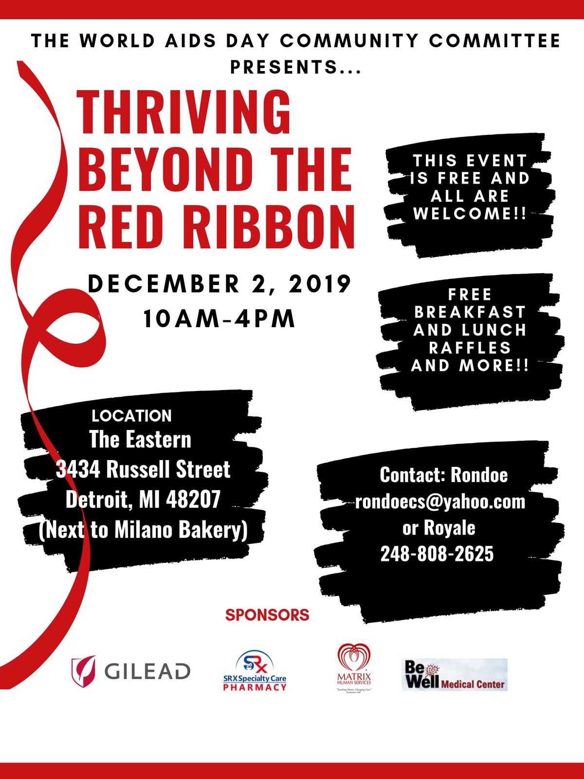 The World Aids Day Committee Presents Thriving Beyond The Red Ribbon The Eastern Detroit 2 December 2019