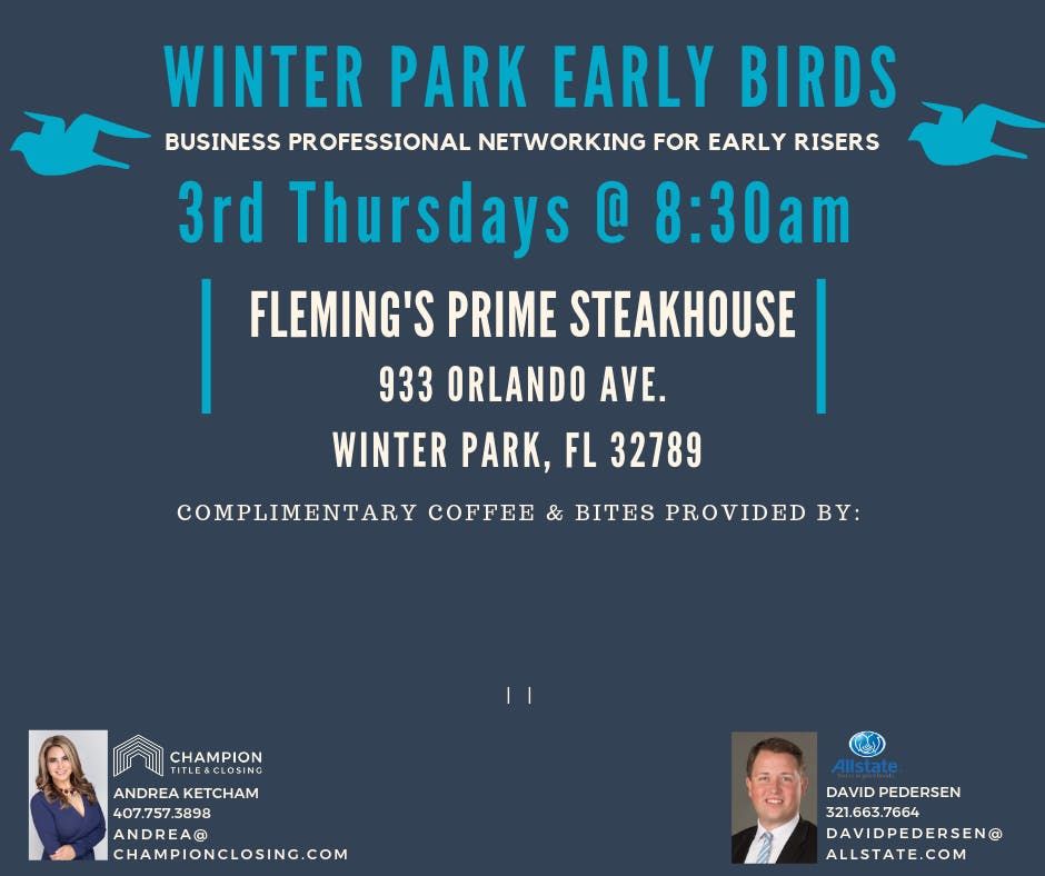 Winter Park Early Birds, Fleming’s Prime Steakhouse & Wine Bar, Winter