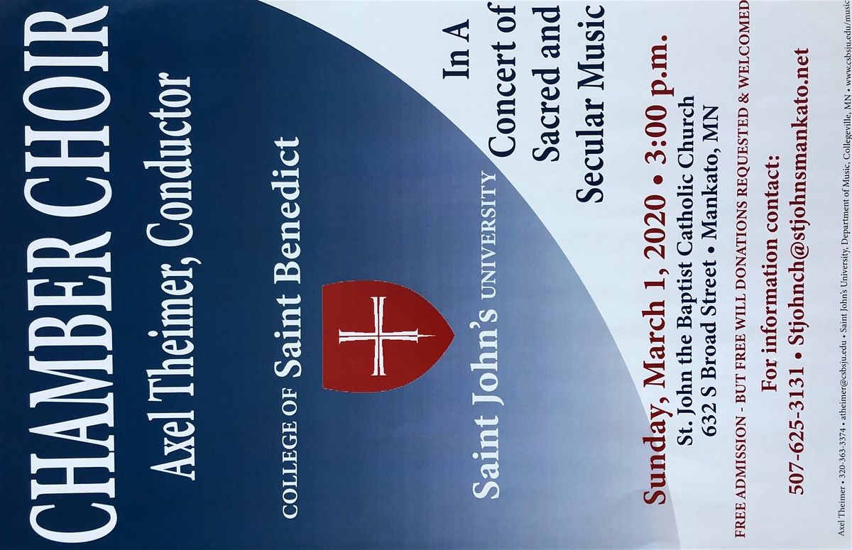 Csb Sju Chamber Choir Performance At St John The Baptist Catholic