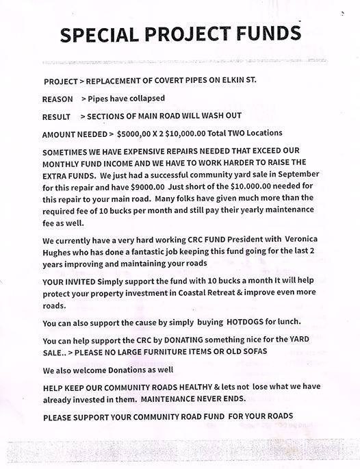 Hot Dog Roast and Yard Sale, Corner of Stanburry Rd and Elkin St