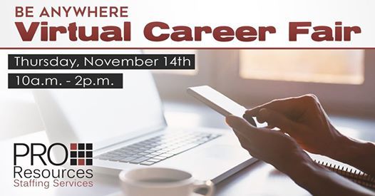 November Virtual Career Fair At Pro Resources Staffing Services
