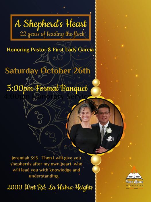 Pastor Appreciation Banquet, Word Aflame Ministries, Whittier, October