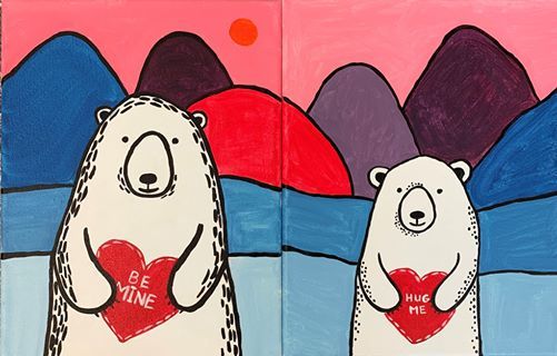 Parent Me Valentines Polar Bear Grape Kids Paint Class At