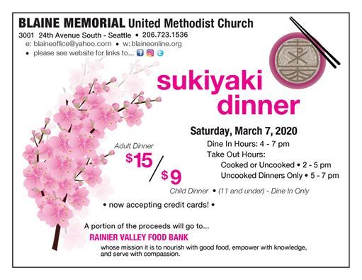 Sukiyaki Benefit Dinner At Blaine Memorial Umc Seattle